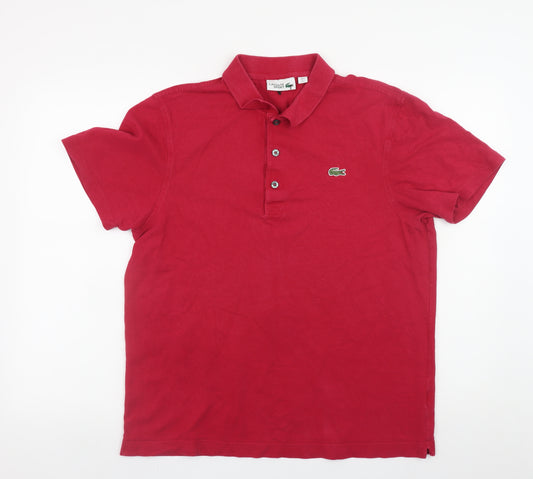 Lacoste Sport Men's Red Cotton Short Sleeve Polo Shirt L