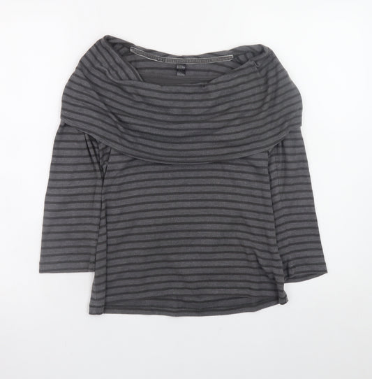 TU Women’s Grey Striped Off Shoulder Jersey Top Size 10