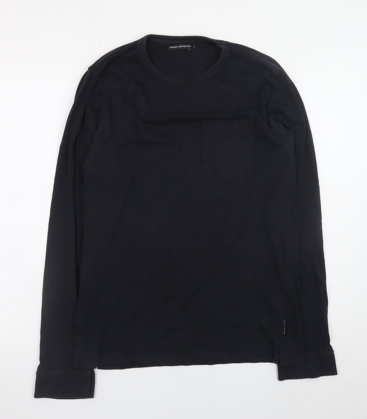 French Connection Men's Black Long Sleeve Cotton T-Shirt Size L
