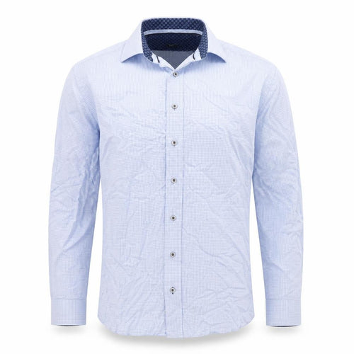 Paul Costelloe Men's Blue Check Long Sleeve Classic Shirt 15.5