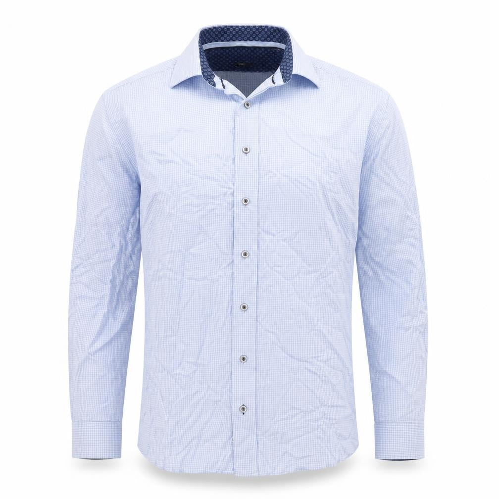 Paul Costelloe Men's Blue Check Long Sleeve Classic Shirt 15.5