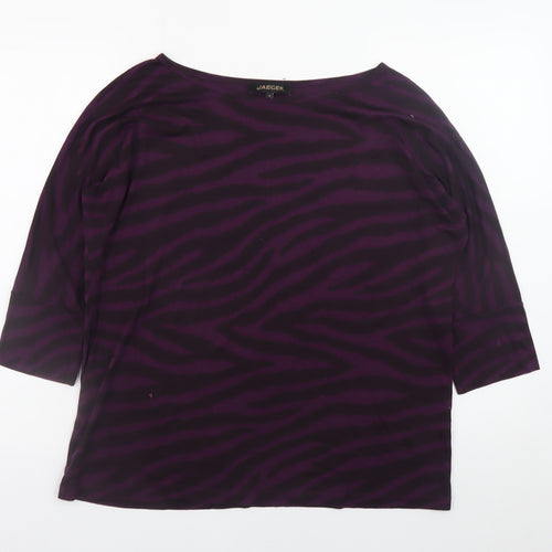 Jaeger Womens Purple Animal Print 3/4 Sleeve Tunic Blouse M