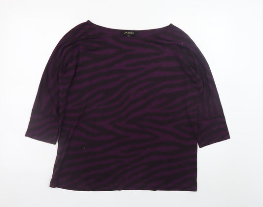 Jaeger Womens Purple Animal Print 3/4 Sleeve Tunic Blouse M