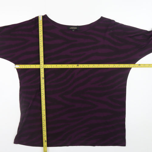 Jaeger Womens Purple Animal Print 3/4 Sleeve Tunic Blouse M