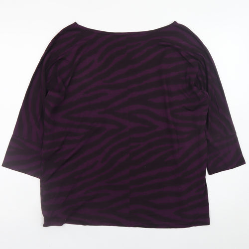 Jaeger Womens Purple Animal Print 3/4 Sleeve Tunic Blouse M