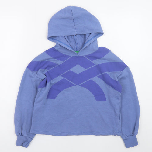 United Colors of Benetton Boys Blue Pullover Hoodie L 8-9 Years Cotton