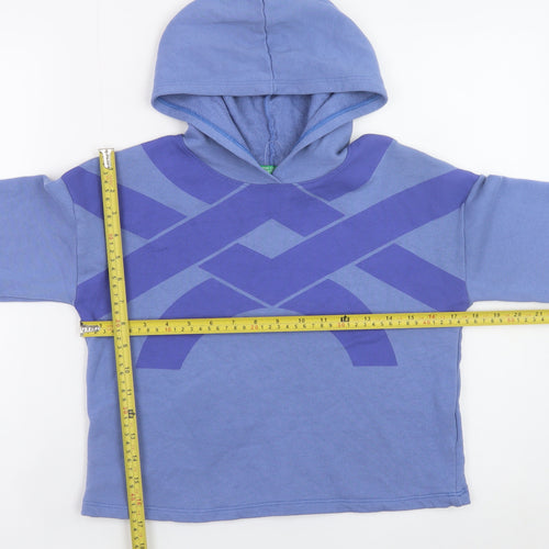 United Colors of Benetton Boys Blue Pullover Hoodie L 8-9 Years Cotton