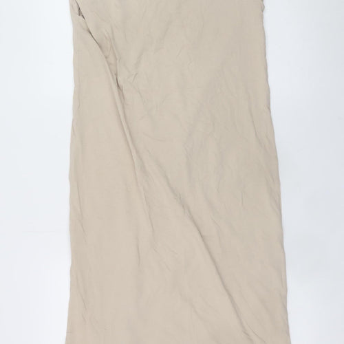 H&M Women Beige Size 8 Sleeveless Midi T-Shirt Dress