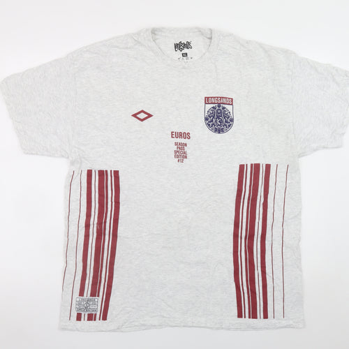 Longsands Men's Grey Euros Graphic T-Shirt XL Short Sleeve Sports Style
