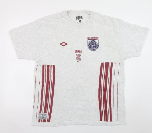 Longsands Men's Grey Euros Graphic T-Shirt XL Short Sleeve Sports Style