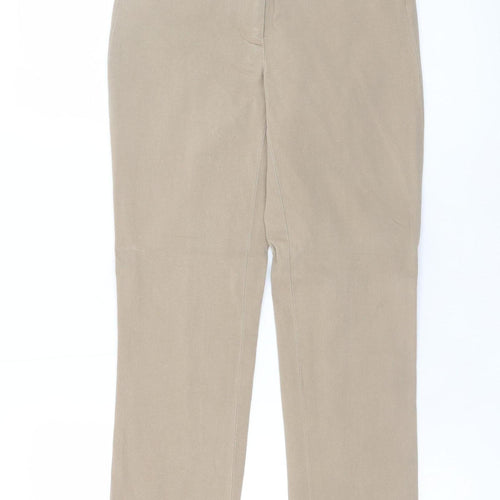 J.Crew Women Beige Stretch Cotton Blend Straight Trousers Size 00R