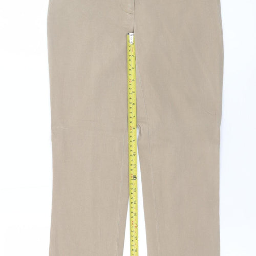 J.Crew Women Beige Stretch Cotton Blend Straight Trousers Size 00R