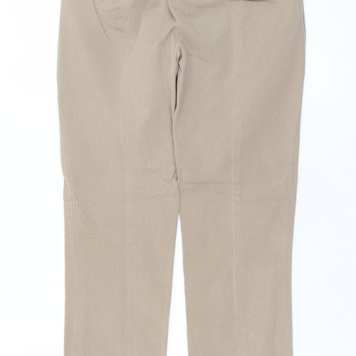 J.Crew Women Beige Stretch Cotton Blend Straight Trousers Size 00R