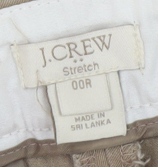 J.Crew Women Beige Stretch Cotton Blend Straight Trousers Size 00R