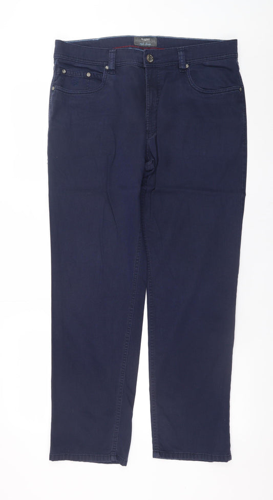 Bugatti Men's Blue Straight Fit Stretch Jeans Size 36x30