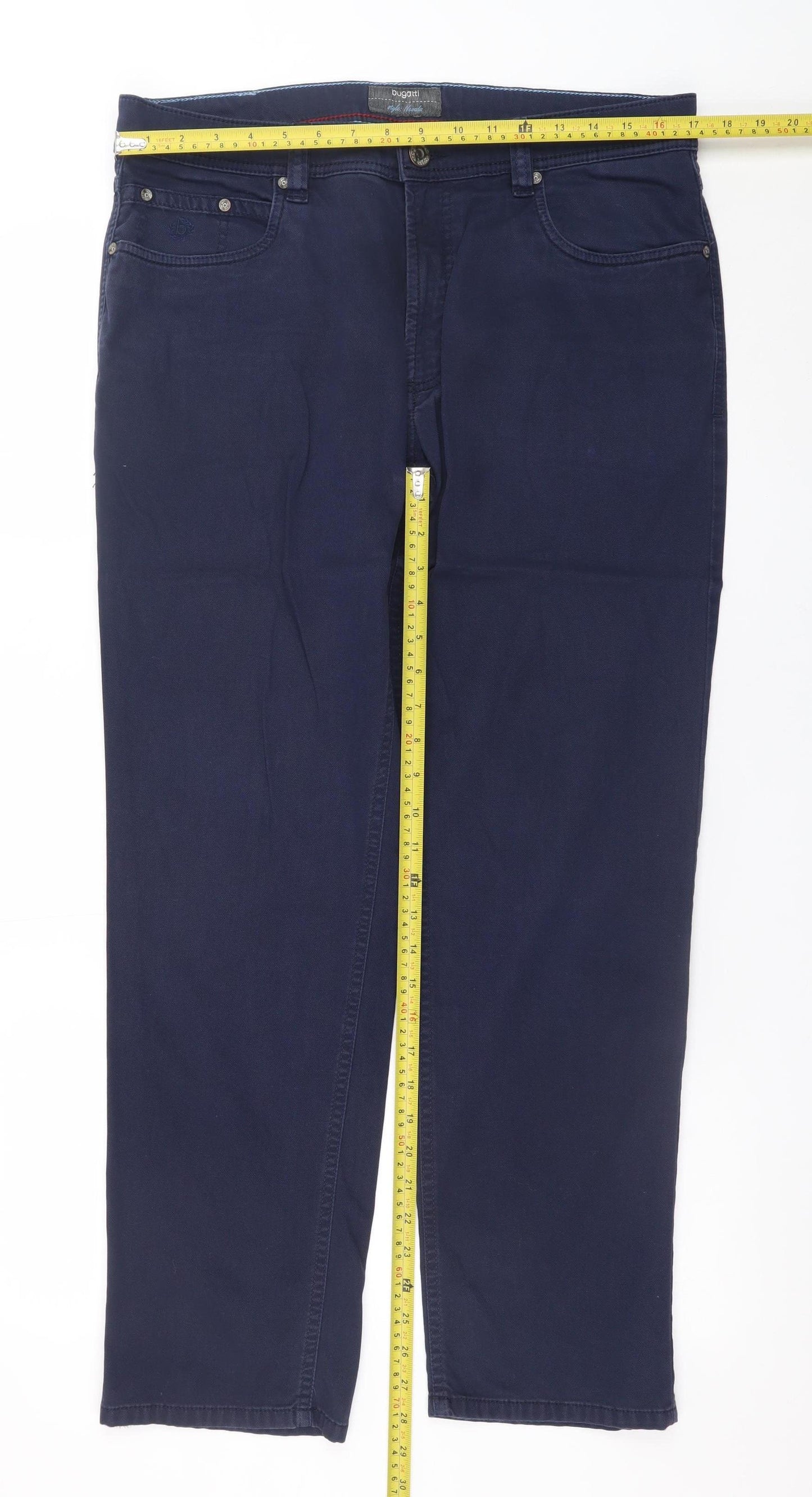 Bugatti Men's Blue Straight Fit Stretch Jeans Size 36x30