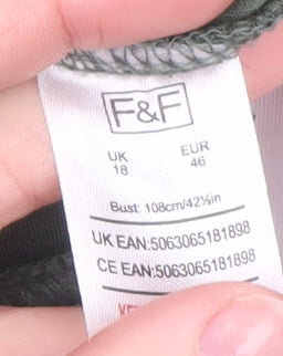 F&F Women’s Green Pullover Sweatshirt UK 18 Nylon Viscose Blend