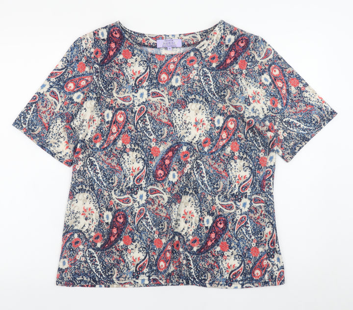 Honor Millburn Women's Multicoloured Paisley Short Sleeve Jersey Top Size 16