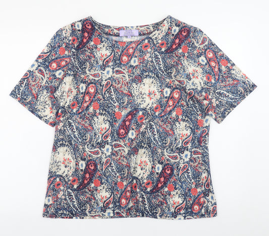Honor Millburn Women's Multicoloured Paisley Short Sleeve Jersey Top Size 16