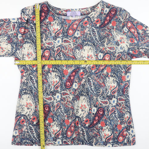 Honor Millburn Women's Multicoloured Paisley Short Sleeve Jersey Top Size 16