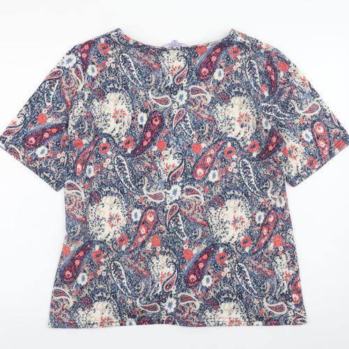 Honor Millburn Women's Multicoloured Paisley Short Sleeve Jersey Top Size 16