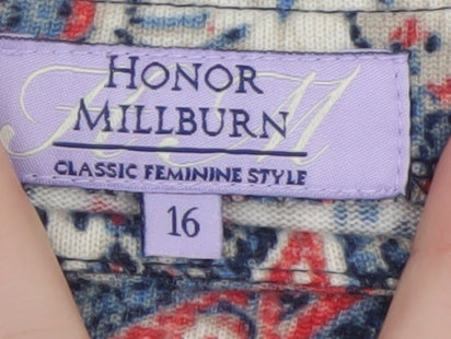 Honor Millburn Women's Multicoloured Paisley Short Sleeve Jersey Top Size 16