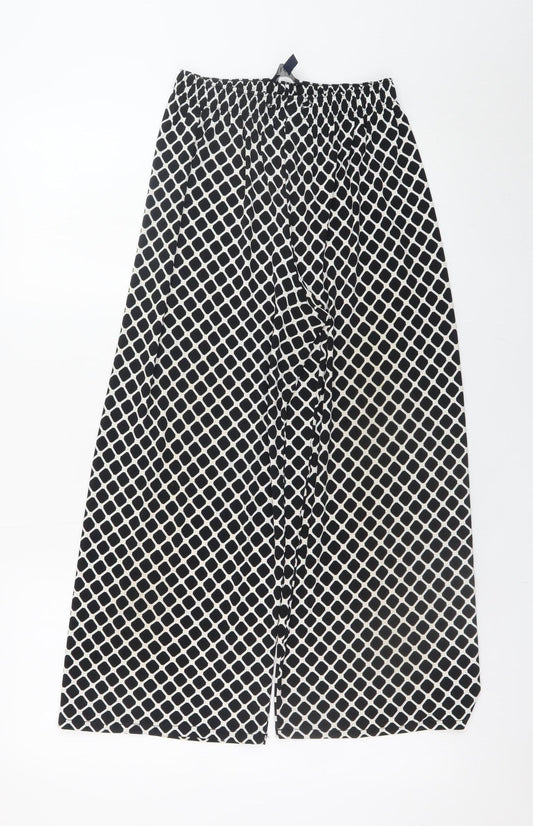 Saloos Women's Black Geometric Wide-Leg Culotte Trousers Size 12