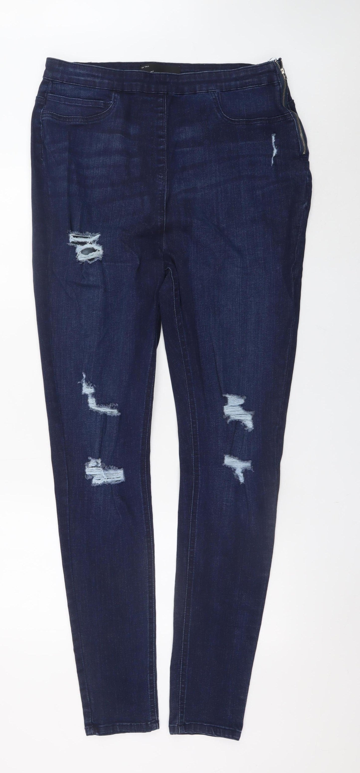 V by Very Women's Blue Tall Distressed Skinny Jeans Size 33