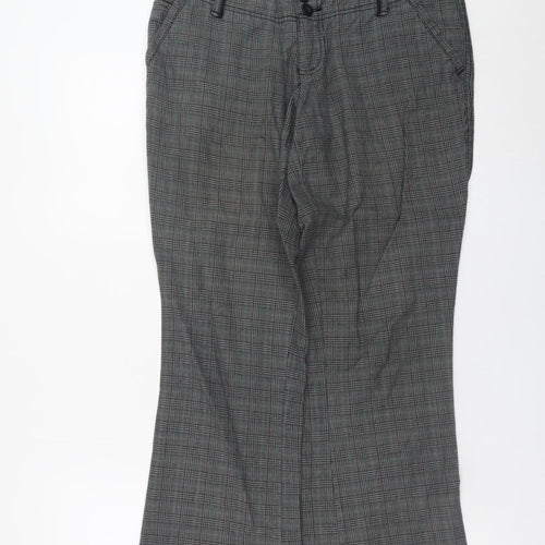 No Boundaries Girls Grey Check Chino Trousers Size 7 Cotton Casual