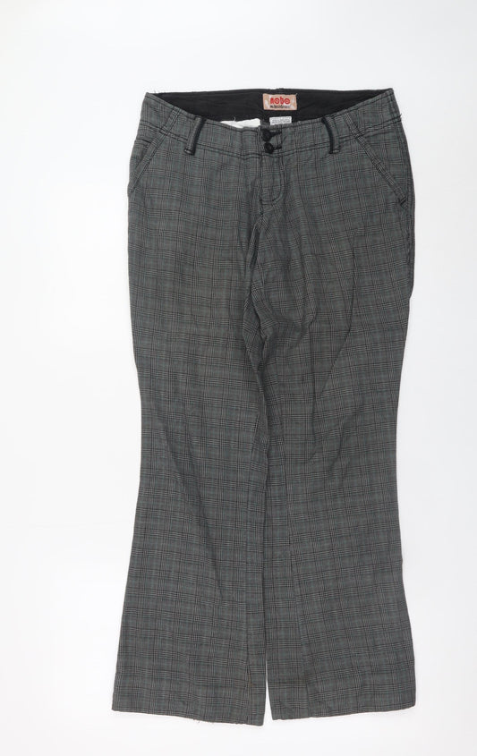 No Boundaries Girls Grey Check Chino Trousers Size 7 Cotton Casual