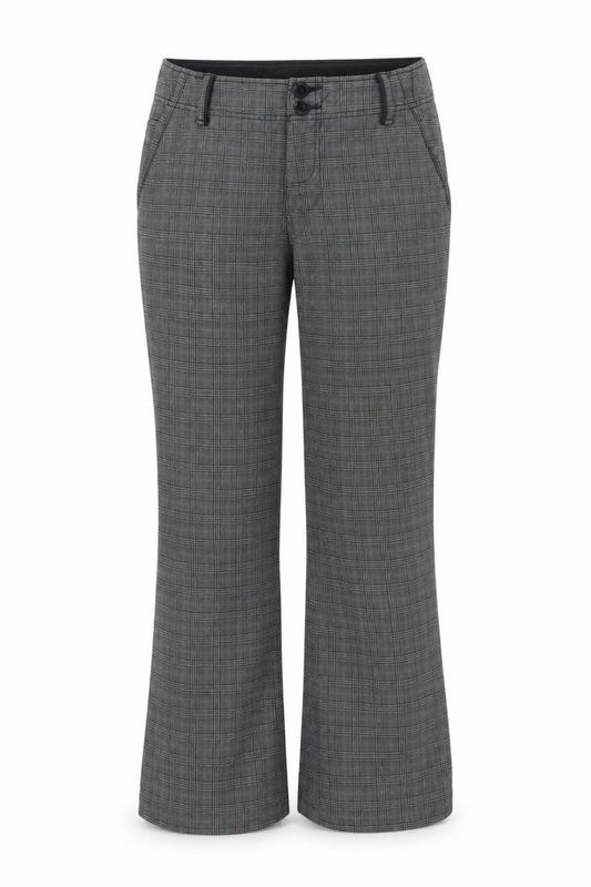 No Boundaries Girls Grey Check Chino Trousers Size 7 Cotton Casual