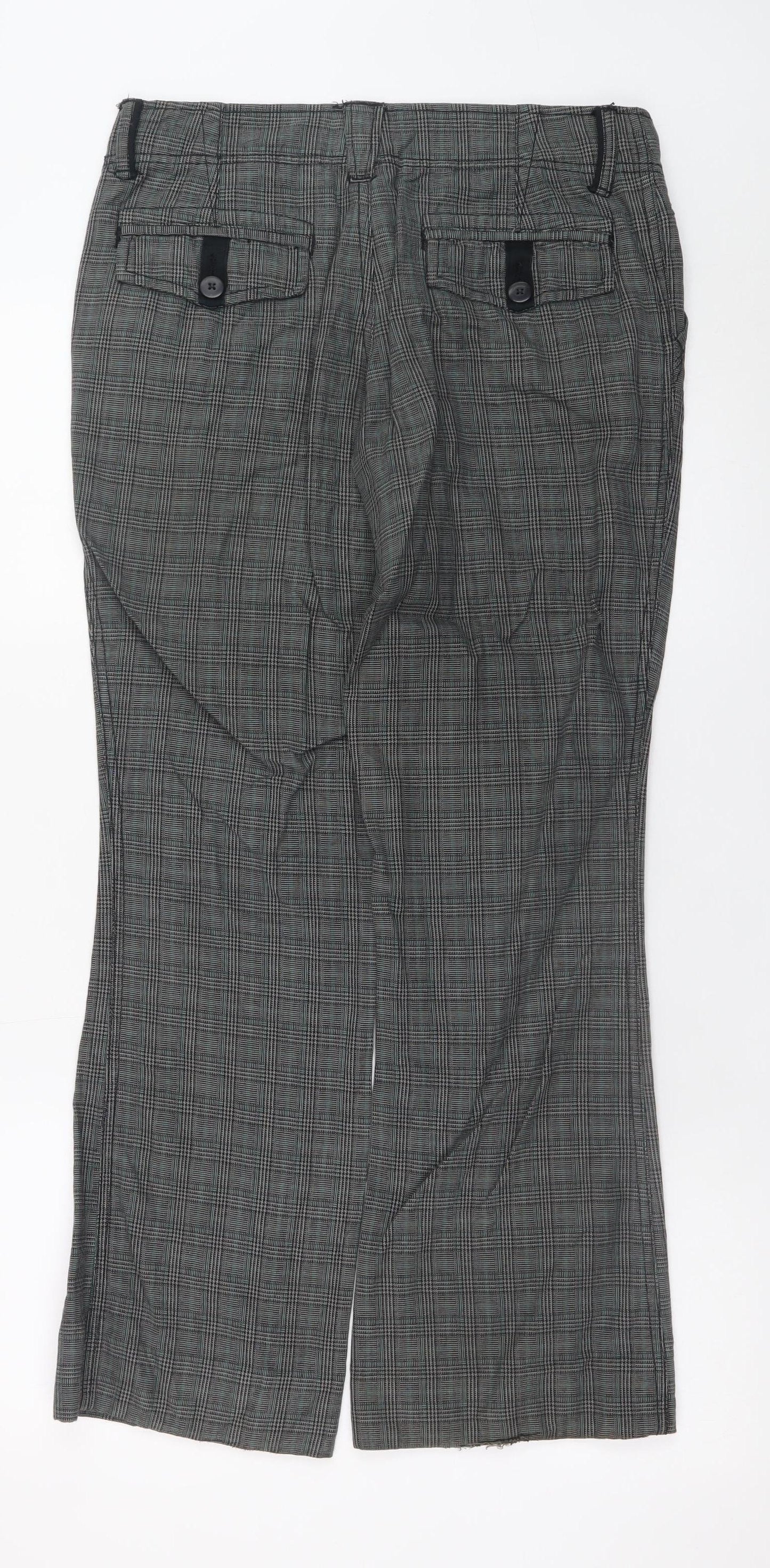 No Boundaries Girls Grey Check Chino Trousers Size 7 Cotton Casual
