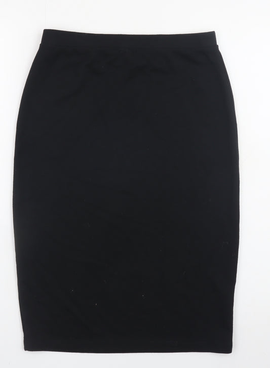 Papaya Women’s Black Pencil Skirt Size 12 Stretch Jersey Knee Length