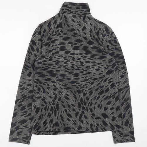 Daily Women Grey Animal Print 1/2 Zip Pullover Sweatshirt Size S