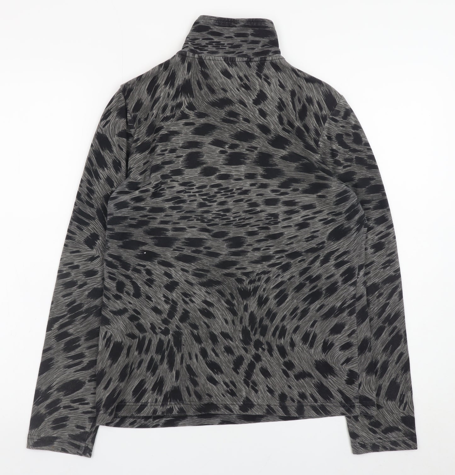 Daily Women Grey Animal Print 1/2 Zip Pullover Sweatshirt Size S