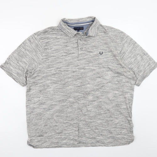 Lincoln Men's Grey Marl Cotton Blend Polo Shirt XL