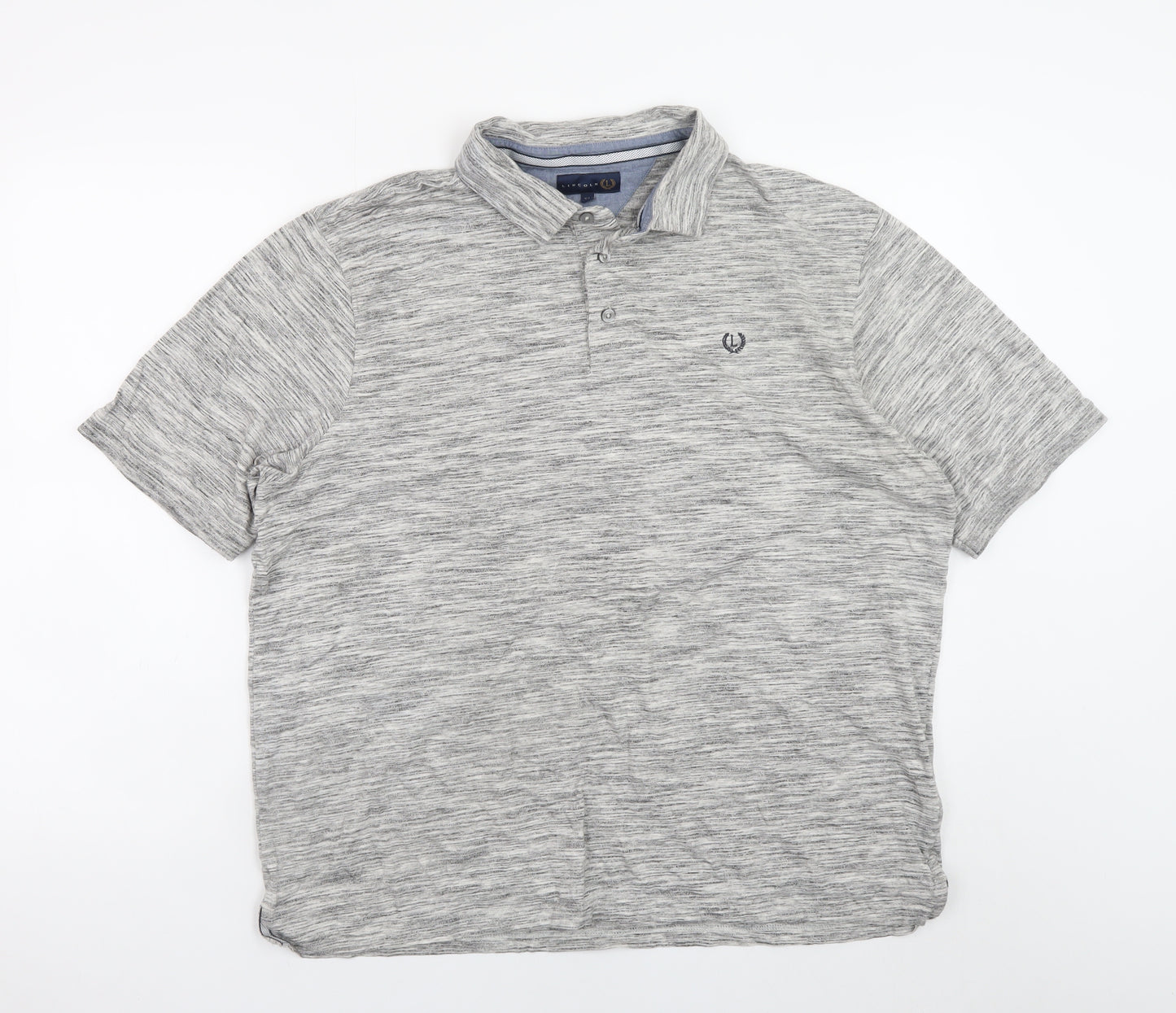 Lincoln Men's Grey Marl Cotton Blend Polo Shirt XL