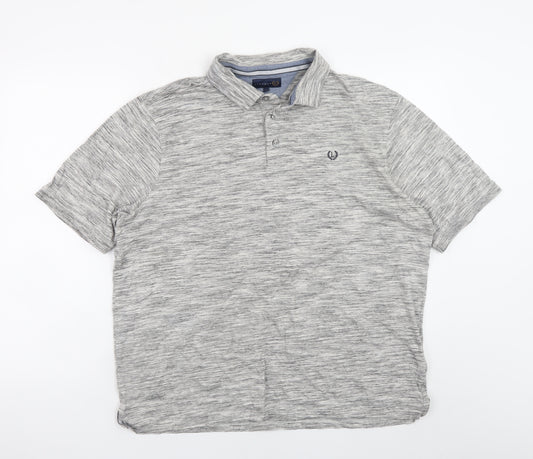 Lincoln Men's Grey Marl Cotton Blend Polo Shirt XL