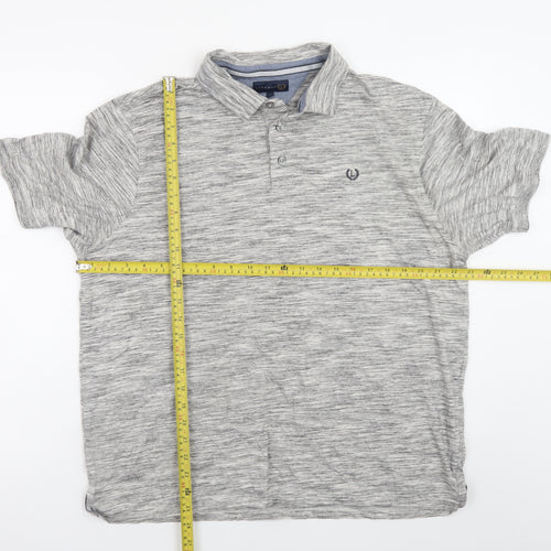 Lincoln Men's Grey Marl Cotton Blend Polo Shirt XL