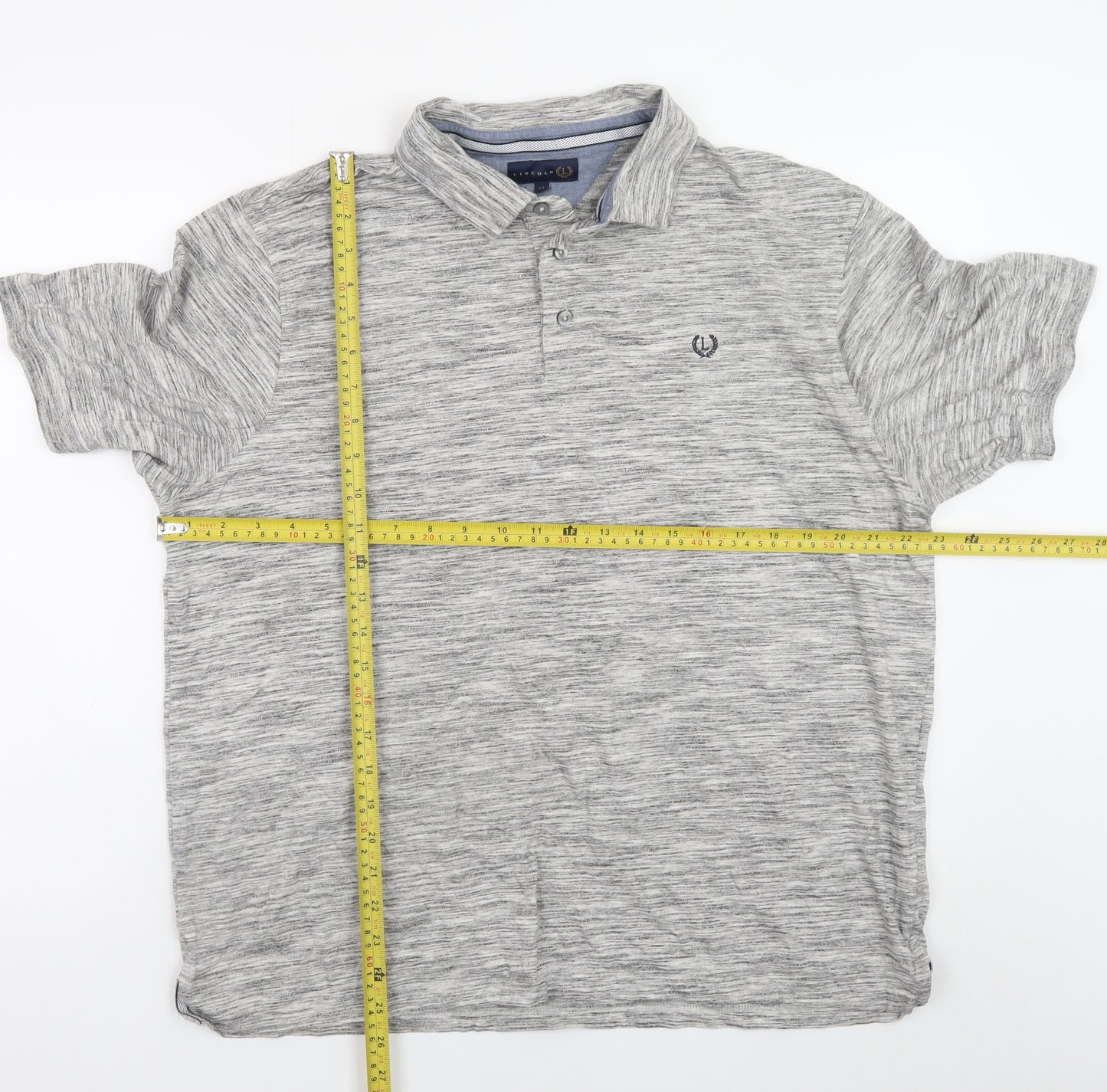 Lincoln Men's Grey Marl Cotton Blend Polo Shirt XL