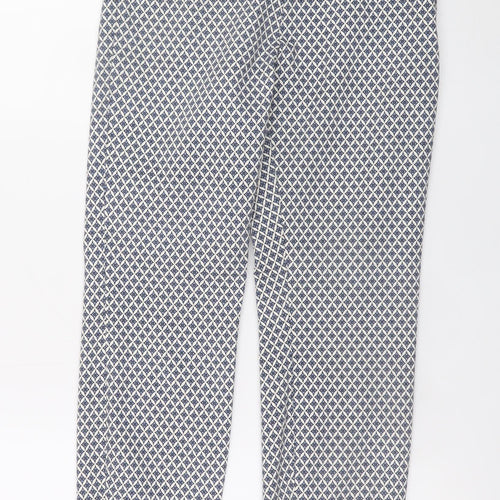 H&M Women Blue Geometric Slim Ankle Trousers Size 8