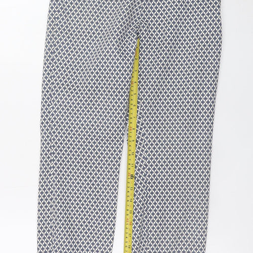 H&M Women Blue Geometric Slim Ankle Trousers Size 8