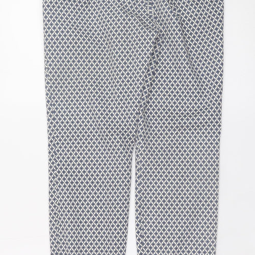 H&M Women Blue Geometric Slim Ankle Trousers Size 8