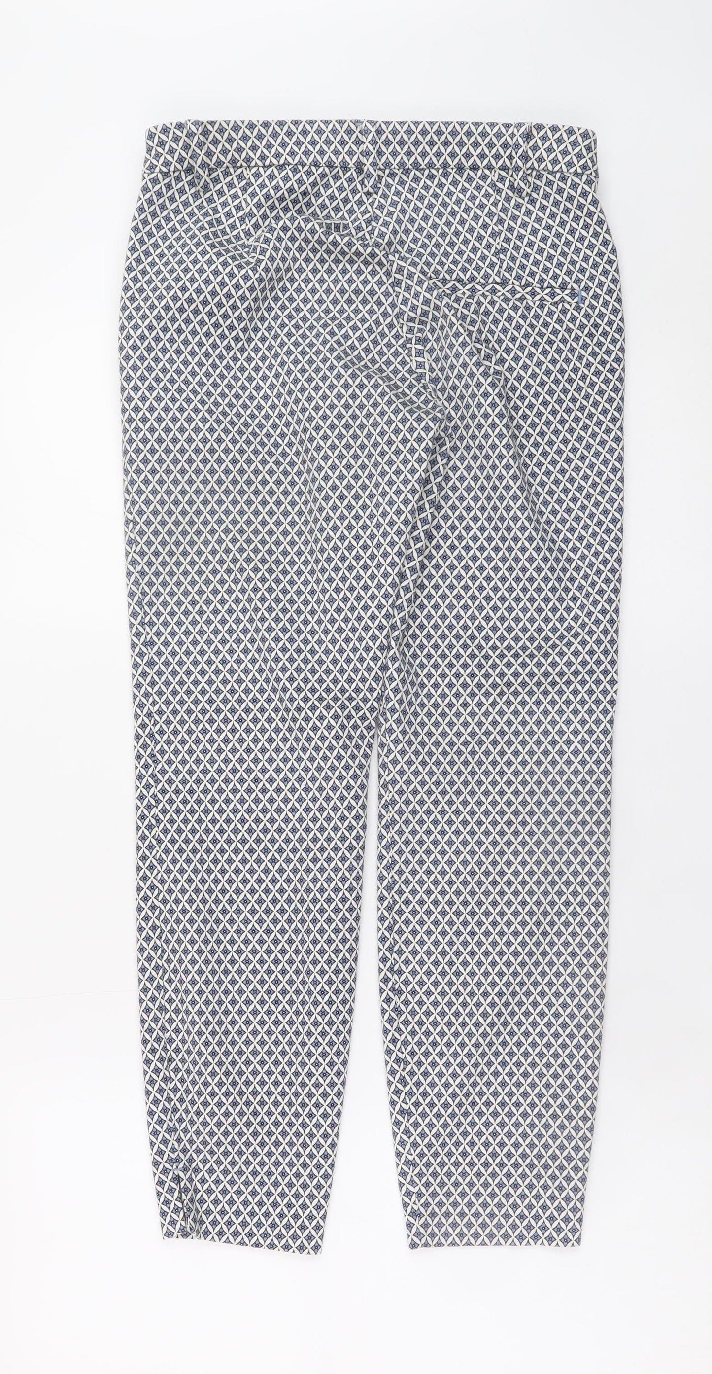 H&M Women Blue Geometric Slim Ankle Trousers Size 8