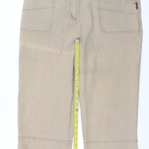 MIAN Women's Beige Cotton Stretch Capri Trousers Size 25