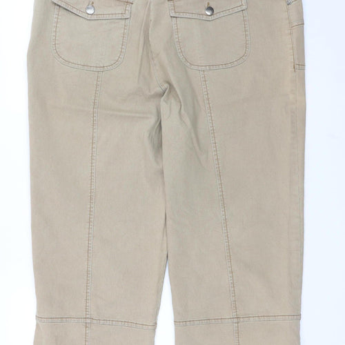 MIAN Women's Beige Cotton Stretch Capri Trousers Size 25