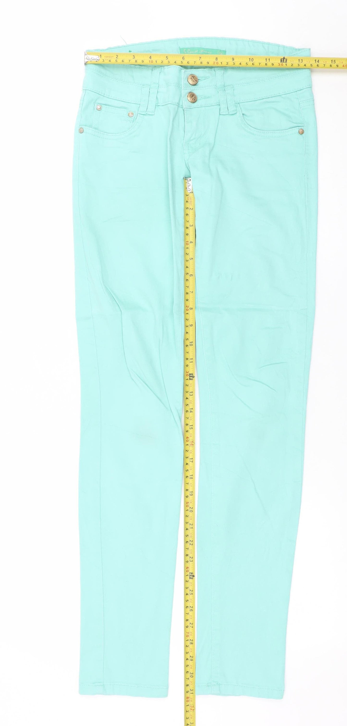 G. Cause Women’s Green Skinny Jeans 28 Slim Fit Stretch Mid Rise