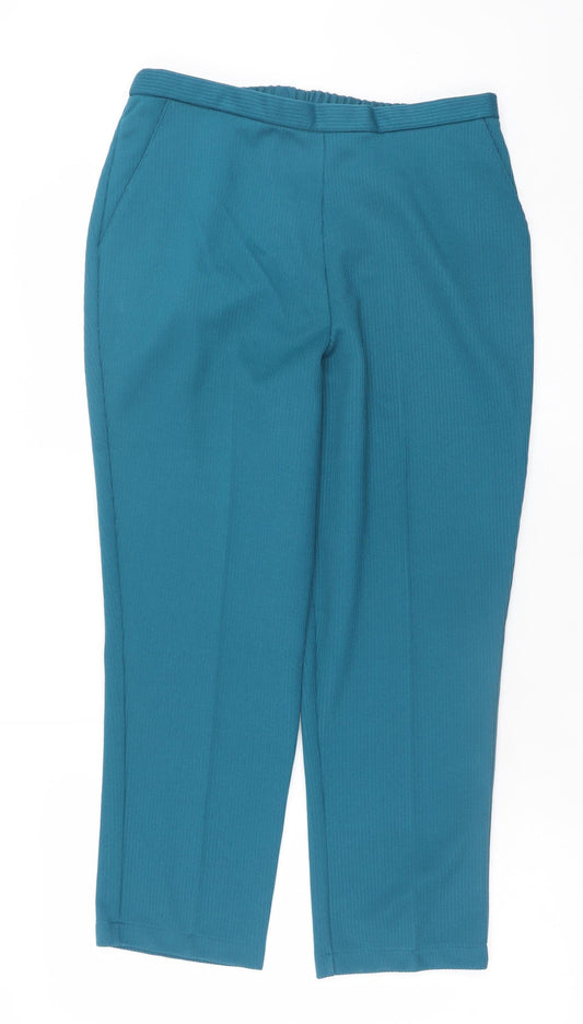 Damart Women Blue Elastic Waist Straight Trousers Size 14