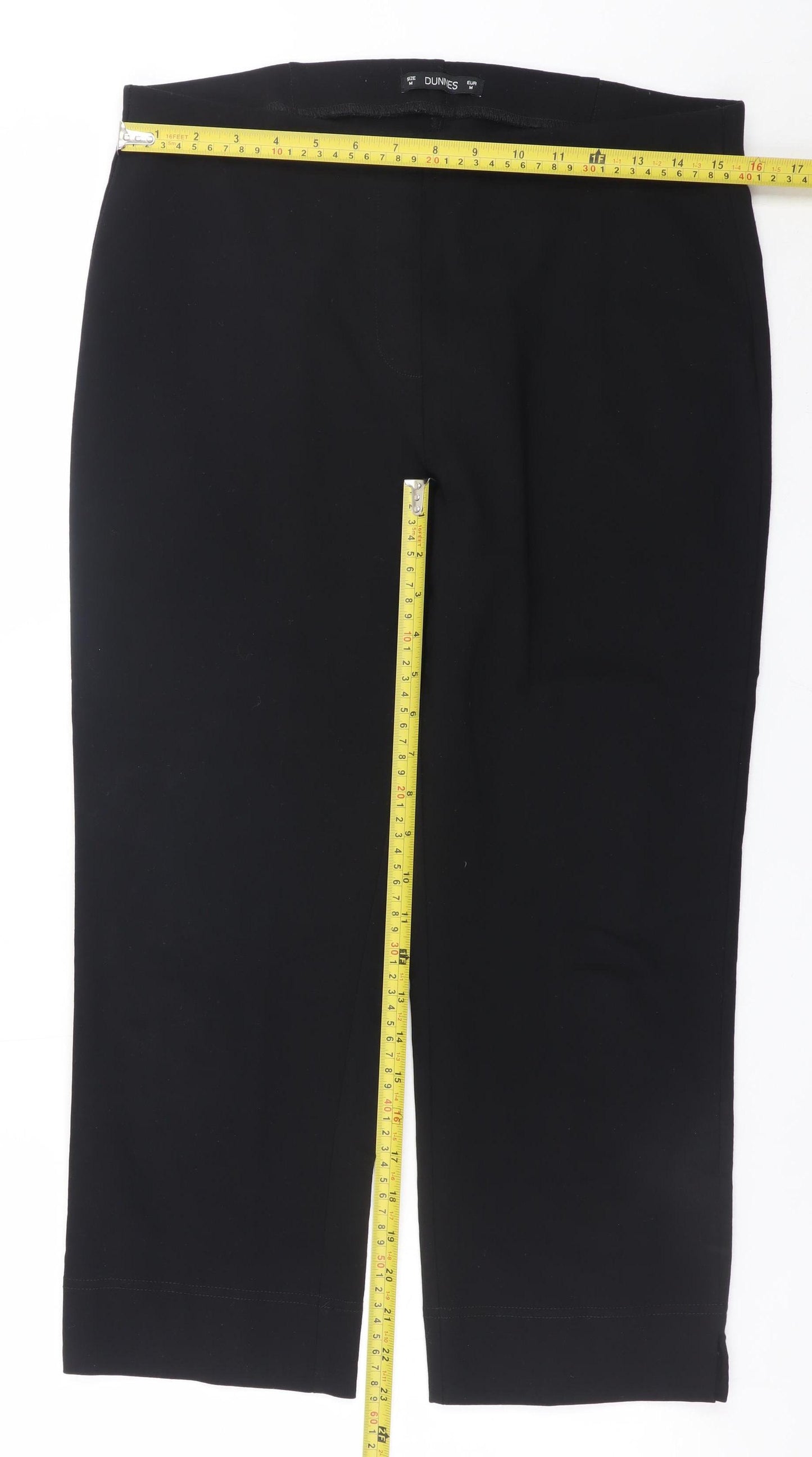Dunnes Stores Women's Black Cropped Stretch Jersey Trousers Size M