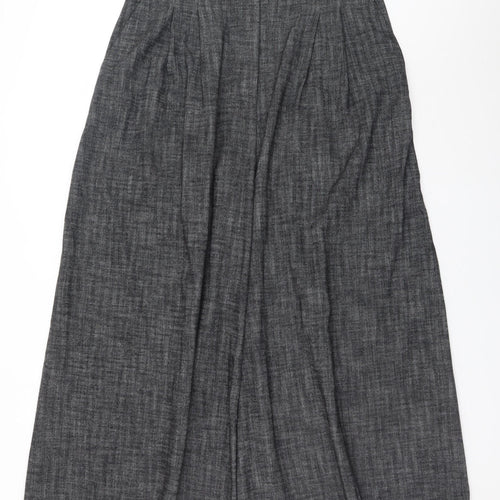 Zara Women Grey Pleated Wide-Leg Culottes Trousers XL